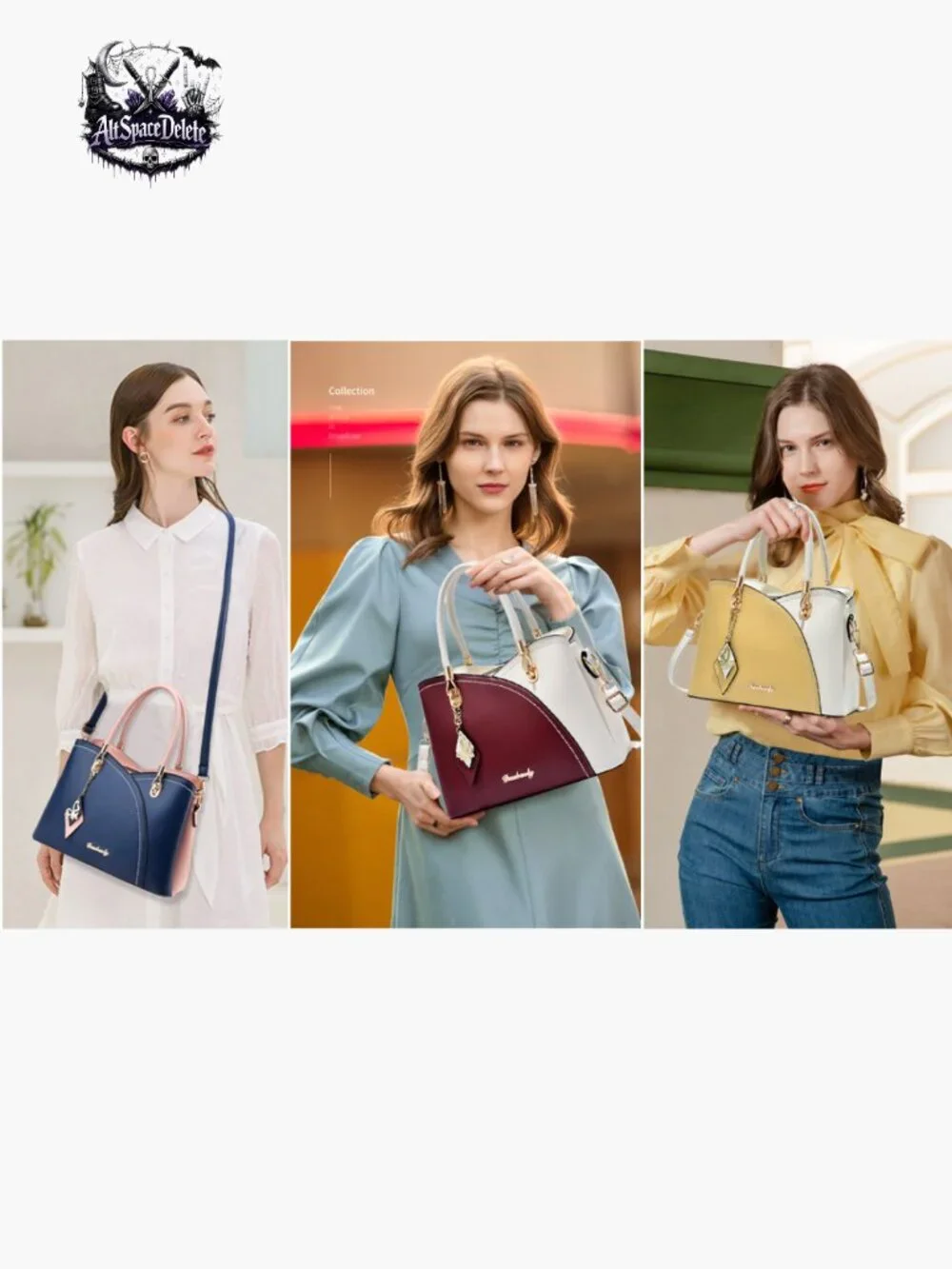 Synthetic Leather Satchel Tote with Adjustable Strap, 3 Compartments_7